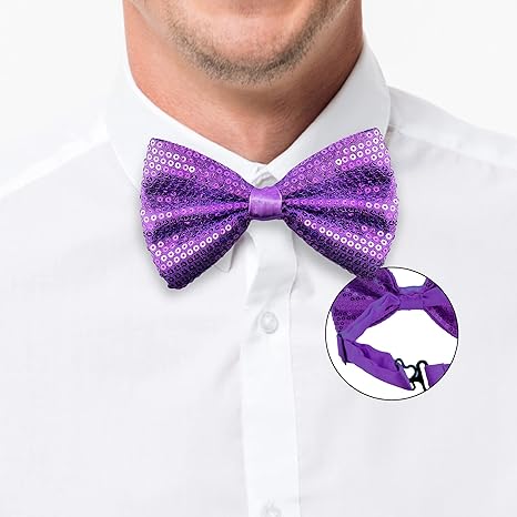 Fashion Sequins Purple Bow Tie