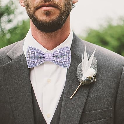 Rhinestone Light Purple Bow Tie