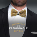 Rhinestone Gold Bow Ties for Men with Adjustable Length