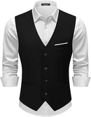 Men's Classic Black Suit Vest Slim Fit Formal Waistcoat