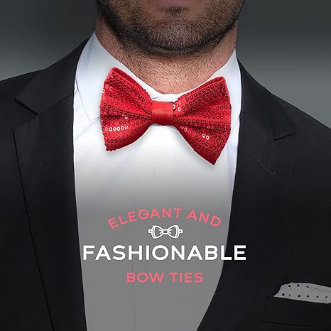 Fashion Sequins Red Bow Tie