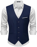 Men's Classic Navy Suit Vest Slim Fit Formal Waistcoat