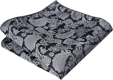 Men's Silver Paisley Cashew Flower Bow-tie Cuff Pocket Towel