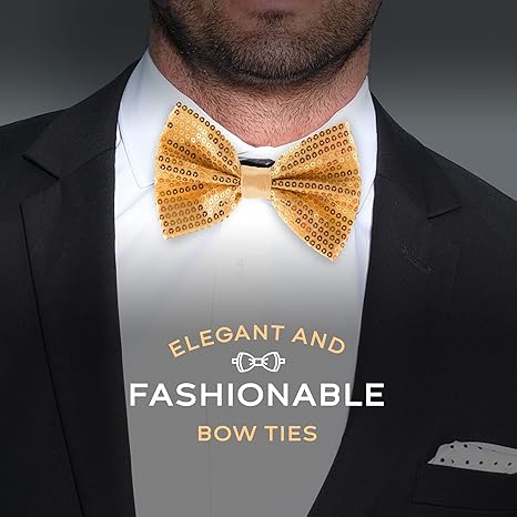 Fashion Sequins Yellow Bow Tie