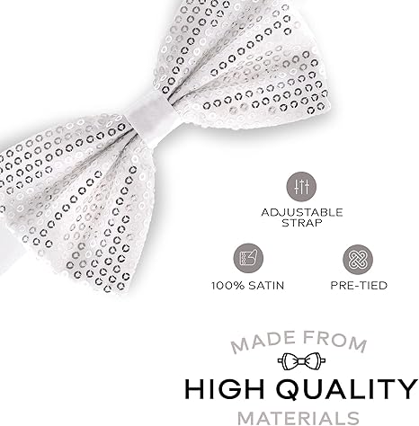 Fashion Sequins White Bow Tie