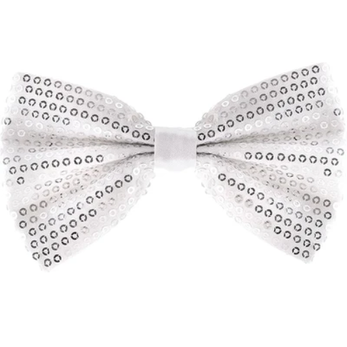 Fashion Sequins White Bow Tie