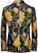 Veste élégante en jacquard floral jaune noir pour homme