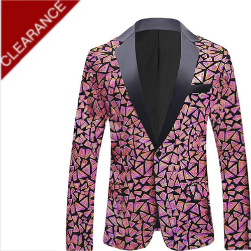 Men's Sequin Geometric Mosaic Pink Tuxedo