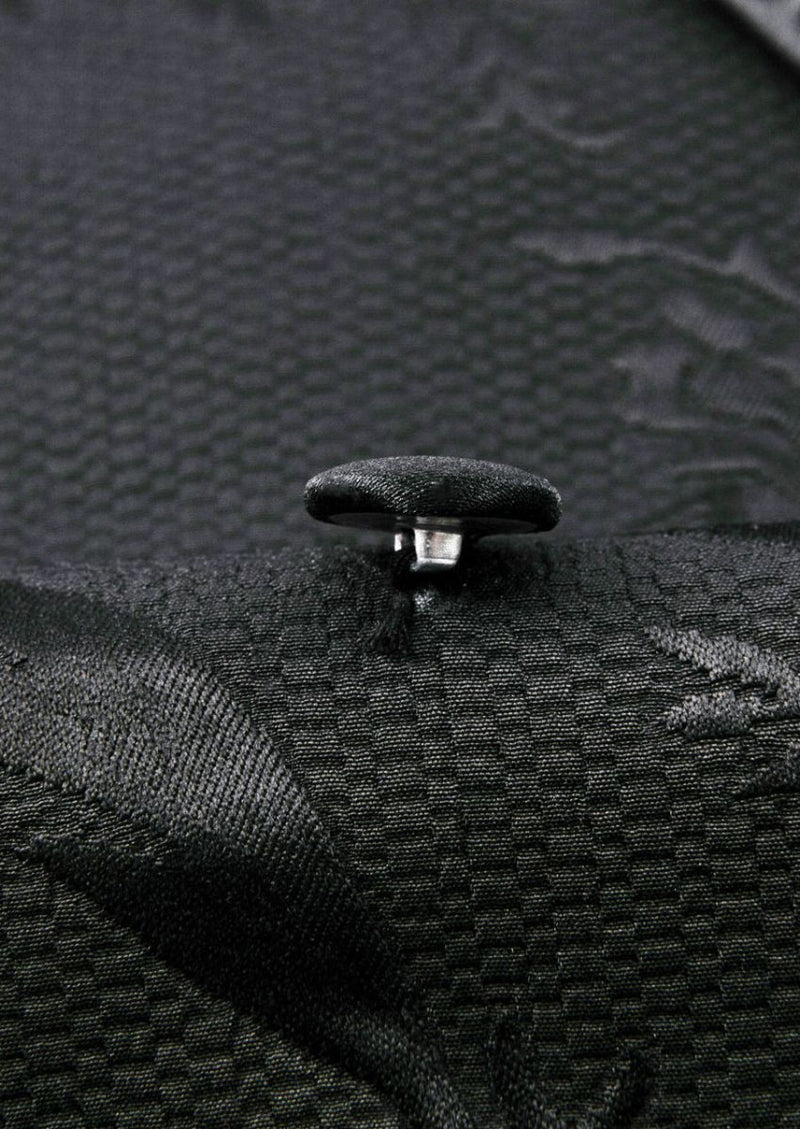 Men’s Black 2-Piece Jacquard Embroidered Tuxedo Set with Diamond Shawl Collar