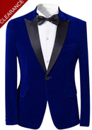 Men's Peak Lapel Royal Blue Velvet Tuxedo