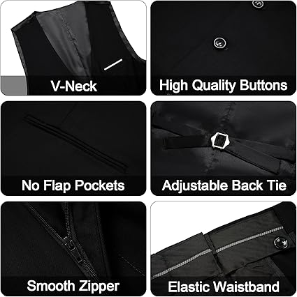 Men's 3-Piece Classic One Button Black Suit