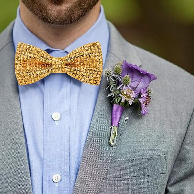 Rhinestone Yellow Bow Tie