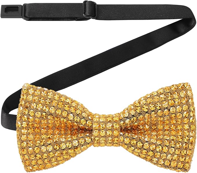 Rhinestone Yellow Bow Tie