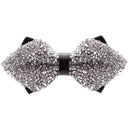 Rhinestone Silver Bow Ties for Men with Adjustable Length