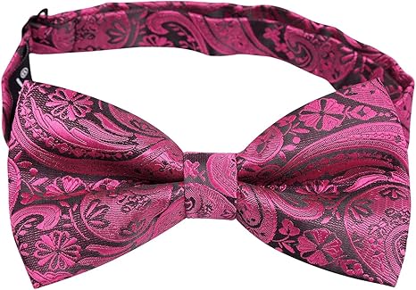 Men's Magenta Paisley Cashew Flower Bow-tie Cuff Pocket Towel