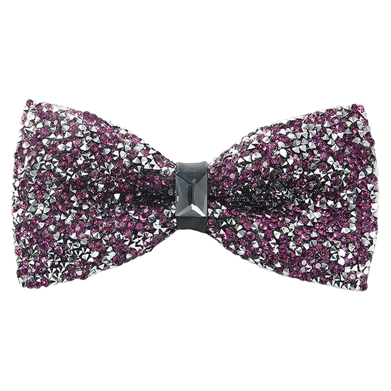 Rhinestone Purple Bow Ties for Men with Adjustable Length
