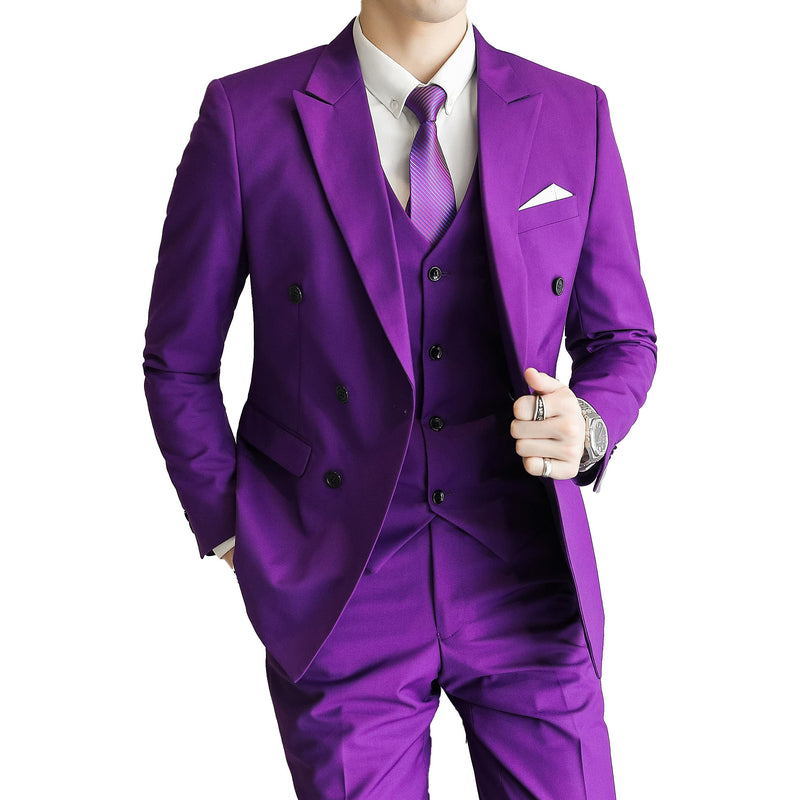 Men’s 3-Piece Double-breasted Classic Purple Suit