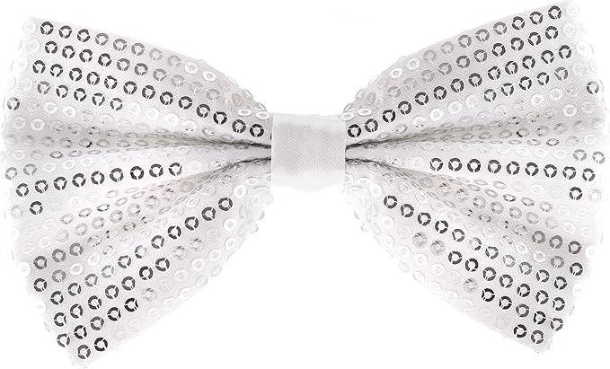 Fashion Sequins White Bow Tie