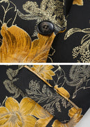 Veste élégante en jacquard floral jaune noir pour homme
