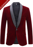 Men's Shawl Lapel Velvet  Burgundy Tuxedo