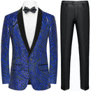 Veste de smoking à sequins bleu cachemire noir pour homme