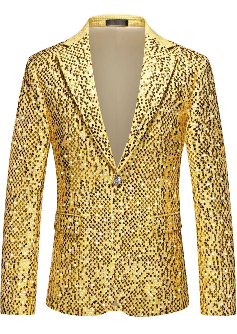 Men's Metallic Sequin Gold Suit Jacket