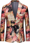 Traje de solapas con muesca y grafiti de color para hombre