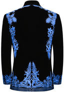 Navy Embroidery Black Velvet Tuxedo