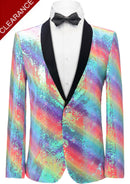 Men's Shawl Lapel Sequin Rainbow Tuxedo Tuxedo