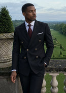 Slim Fit Classic Black Double-Breasted Suit (2-Piece)