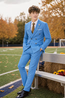 Slim Fit Sky Blue Double-Breasted Suit (2-Piece)