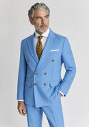 Slim Fit Sky Blue Double-Breasted Suit (2-Piece)