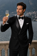 Micro-Textured Black Double-Breasted Tuxedo (2-Piece)