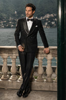 Micro-Textured Black Double-Breasted Tuxedo (2-Piece)