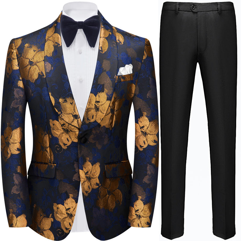 Gold and Blue Floral Tuxedo