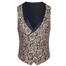 Gold Damask Navy Blue Suit vest