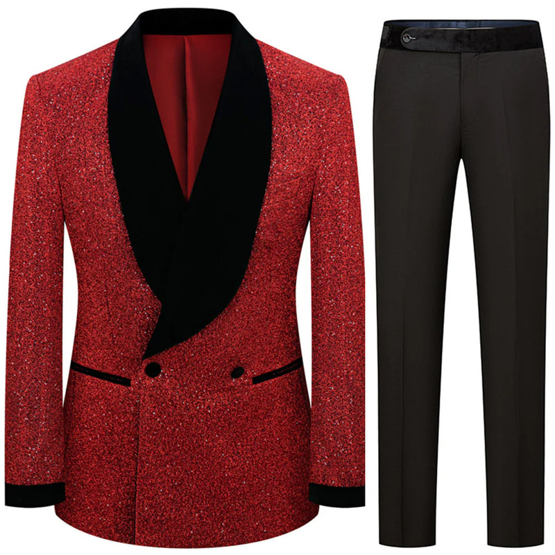 Men's 2-Piece Starry Red Smoking Suit