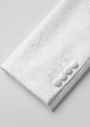 Traje de fiesta entallado de 3 piezas con cuello tradicional y estampado paisley blanco para hombre