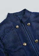 Men's 3-Piece Traditional Collar Navy Paisley Fitted Party Suit