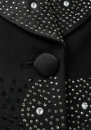 Esmoquin negro de tres piezas con adornos de diamantes de imitación para hombre