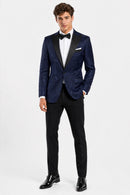 Midnight Blue Rose Jacquard Tuxedo (2-Piece)