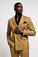 Men's 2-Piece Retro Style Double-Breasted Yellow Suit
