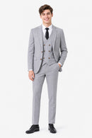 Men's 3-Piece Two Button Groom's Pinstripe Light Gray Suit