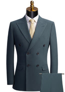 Men's 2-Piece Double-breasted Dark Green Texture Suit