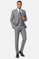 Men's 3-Piece Slim Fit Wool Blend Gray Suit