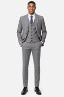 Men's 3-Piece Slim Fit Wool Blend Gray Suit