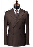 shadow stripe dark brown suit