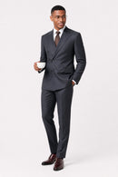 Men's 2-Piece Slim Fit Double-Breasted Gray Suit