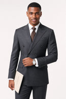 Men's 2-Piece Slim Fit Double-Breasted Gray Suit
