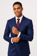 Men's 2-Piece Slim Fit Double-Breasted Blue Suit